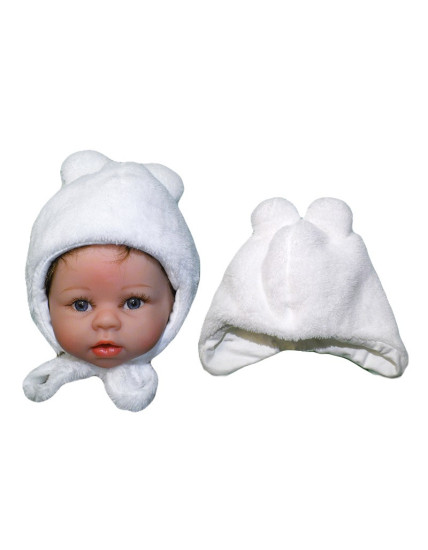 GAJI / Čiapka teplá s uškami wellsoft - biela