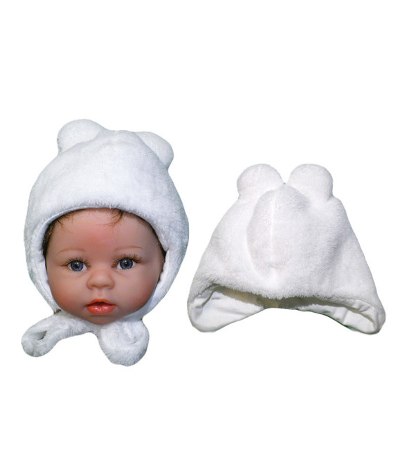 GAJI / Čiapka teplá s uškami wellsoft - biela