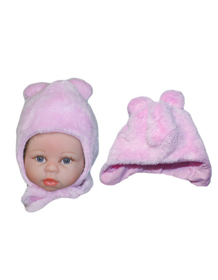 GAJI / Čiapka teplá s uškami wellsoft - ružová