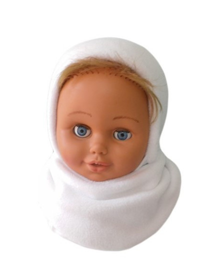 GAJI / Čiapka + nákrčník flis - biela