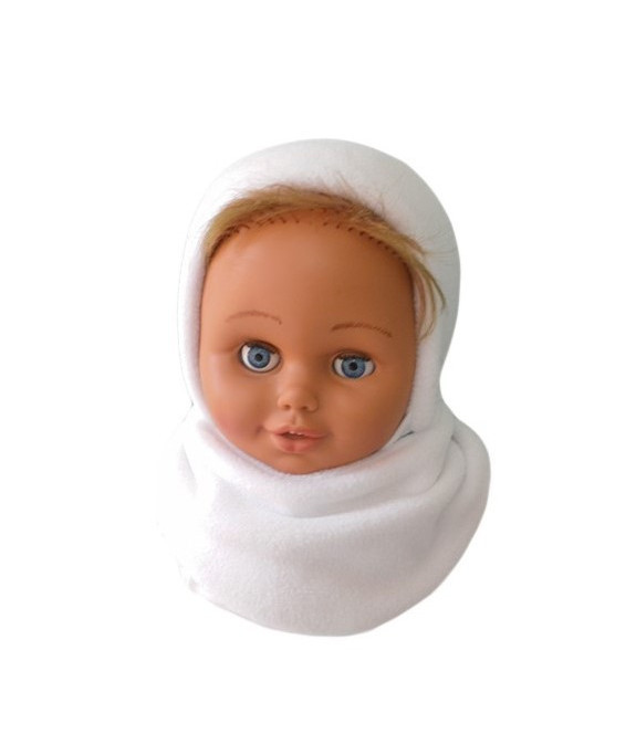 GAJI / Čiapka + nákrčník flis - biela