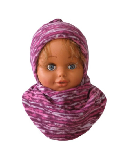 GAJI / Čiapka + nákrčník flis - ružový melír