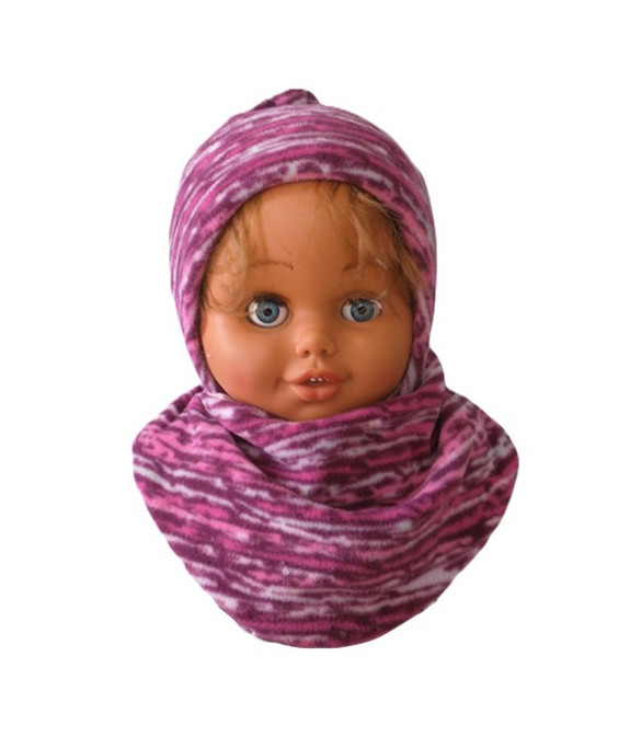 GAJI / Čiapka + nákrčník flis - ružový melír