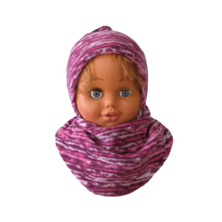 GAJI / Čiapka + nákrčník flis - ružový melír