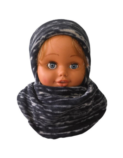 GAJI / Čiapka + nákrčník flis - sivý melír