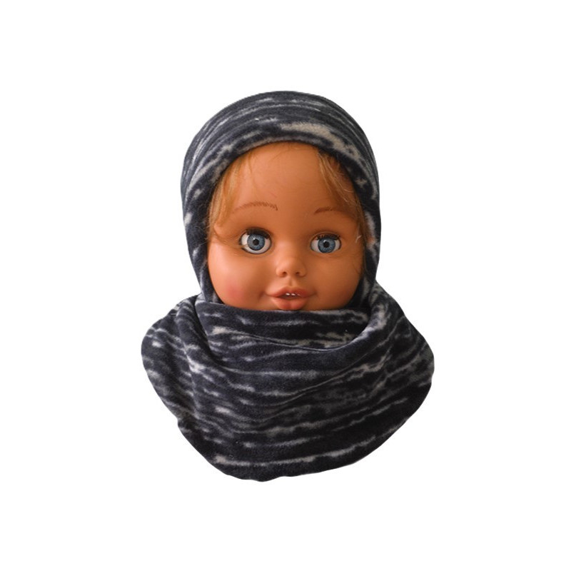 GAJI / Čiapka + nákrčník flis - sivý melír