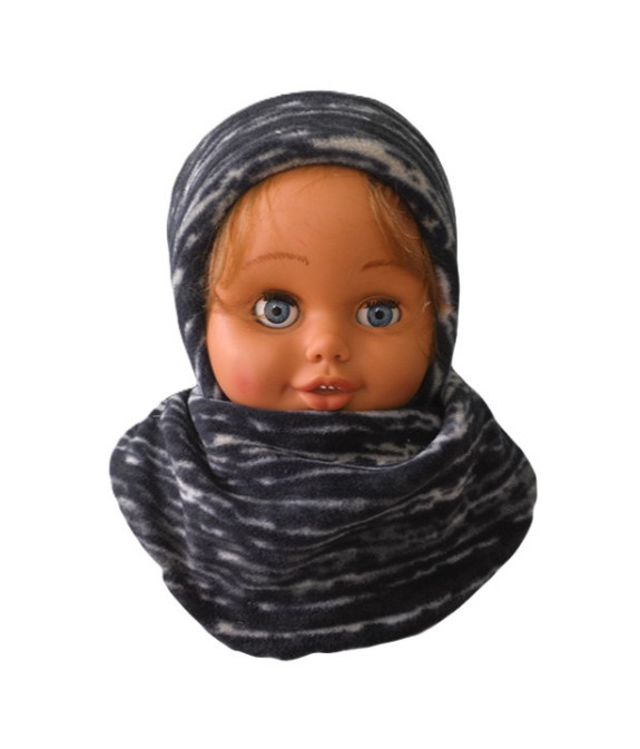 GAJI / Čiapka + nákrčník flis - sivý melír