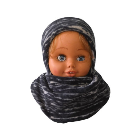 GAJI / Čiapka + nákrčník flis - sivý melír