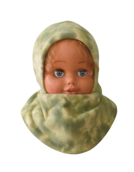 GAJI / Čiapka + nákrčník flis - zelený maskáč