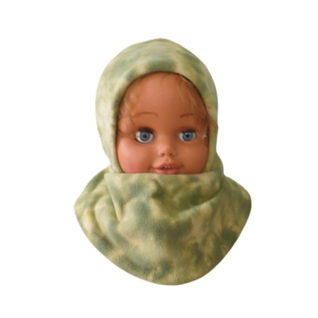 GAJI / Čiapka + nákrčník flis - zelený maskáč