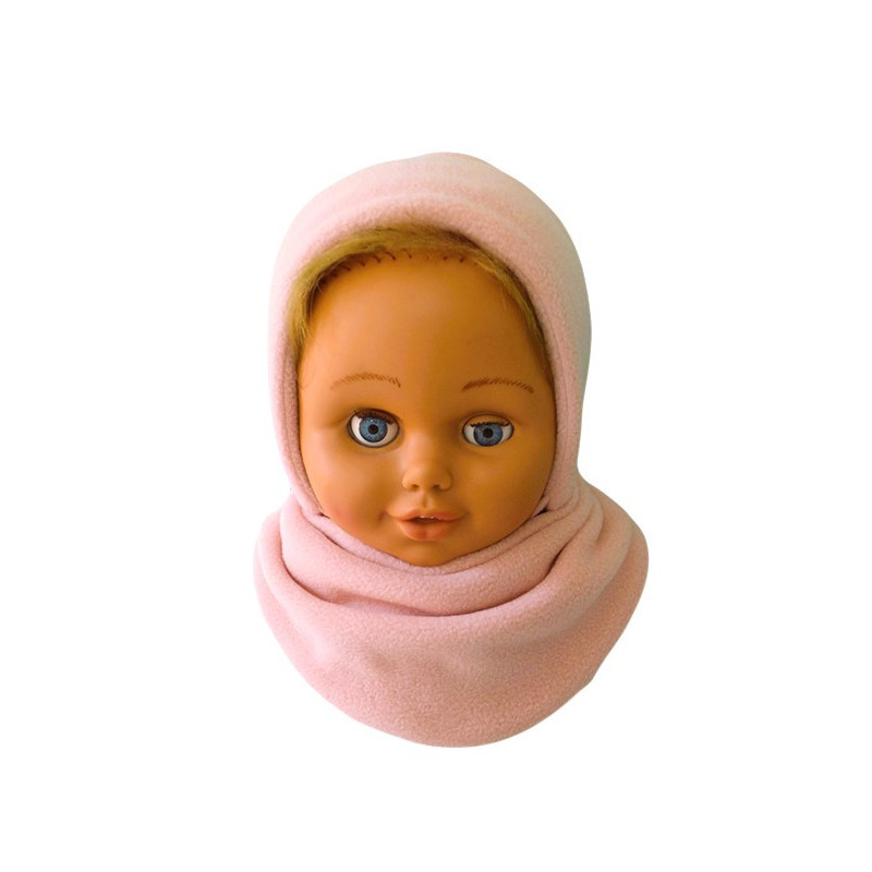 GAJI / Čiapka + nákrčník flis - pudrová