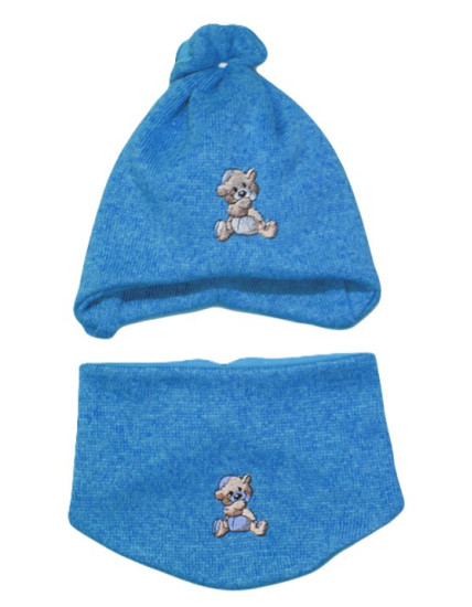 GAJI / Čiapka + nákrčník úplet - tyrkysová