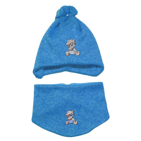 GAJI / Čiapka + nákrčník úplet - tyrkysová