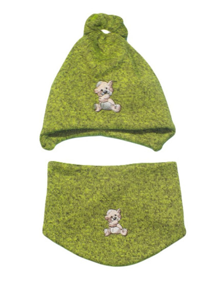 GAJI / Čiapka + nákrčník úplet - zelená