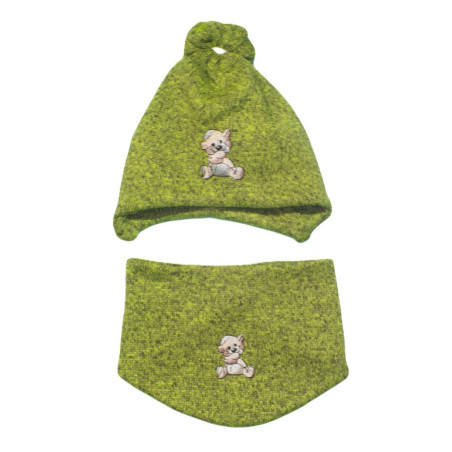 GAJI / Čiapka + nákrčník úplet - zelená