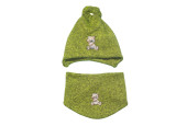 GAJI / Čiapka + nákrčník úplet - zelená