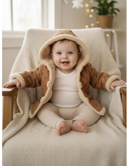 GAJI / Bunda zateplená s kapucňou - hnedá