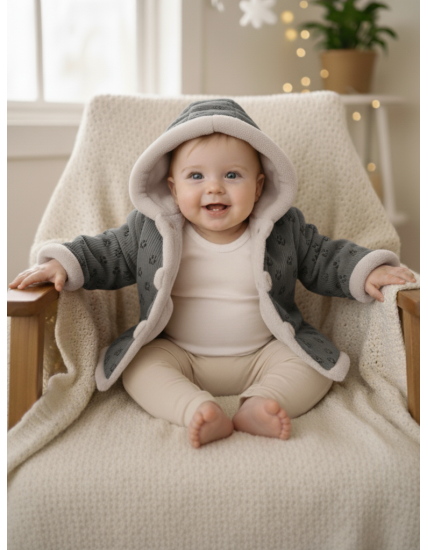 GAJI / Bunda zateplená s kapucňou - sivá