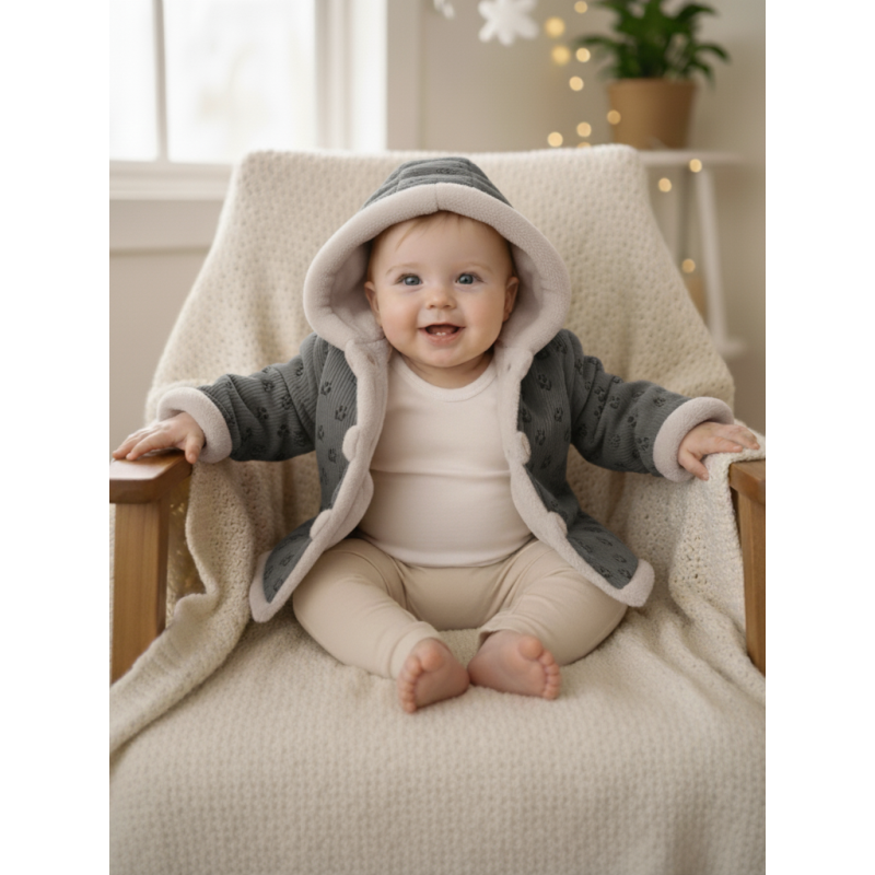 GAJI / Bunda zateplená s kapucňou - šivá