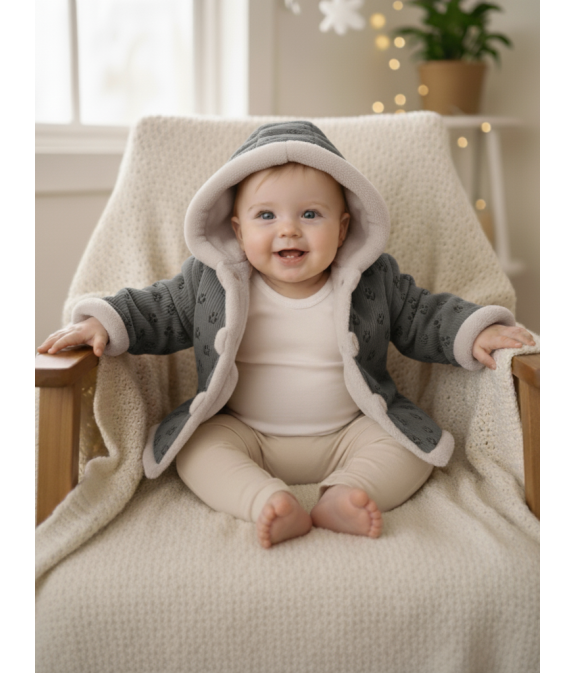 GAJI / Bunda zateplená s kapucňou - sivá