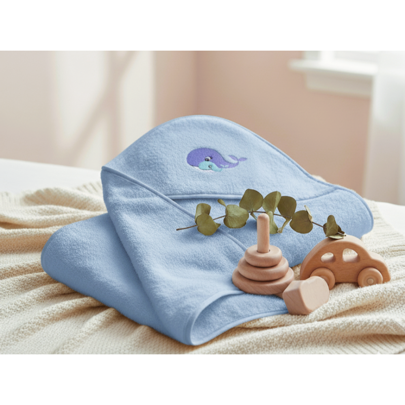 GAJI / Osuška s výšivkou froté - modrá