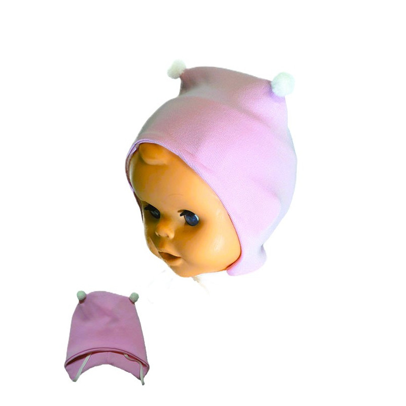 GAJI / Čiapka s bambuľkami obojlíc - ružová