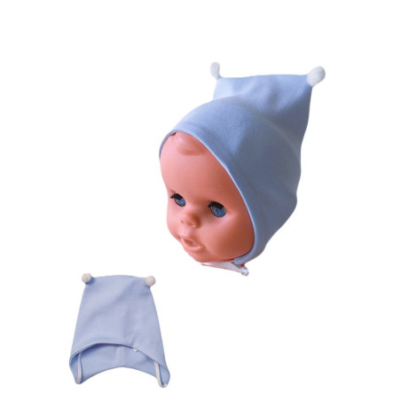 GAJI / Čiapka s bambuľkami obojlíc - modrá