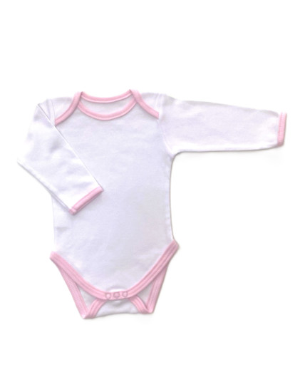 GAJI / Body dlhý rukáv obojlíc - ružový lem