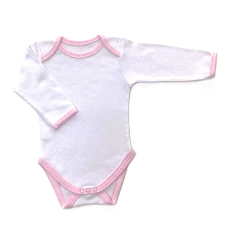 GAJI / Body dlhý rukáv obojlíc - ružový lem