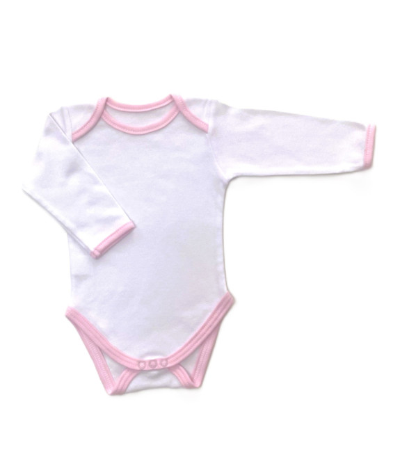 GAJI / Body dlhý rukáv obojlíc - ružový lem