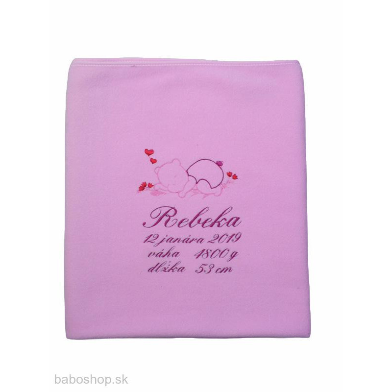 GAJI / Deka s výšivkou flis - ružová