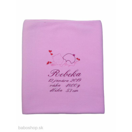 GAJI / Deka s výšivkou flis - ružová