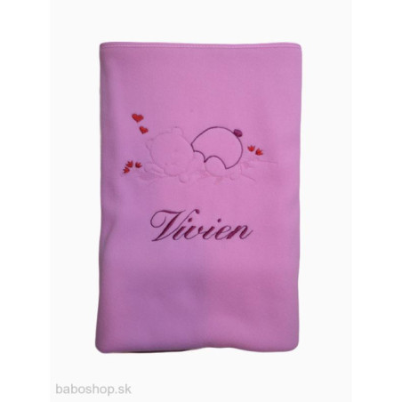 GAJI / Deka s výšivkou flis - ružová