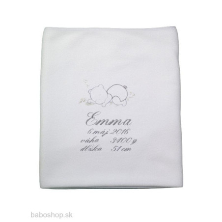 GAJI / Deka s výšivkou flis - biela