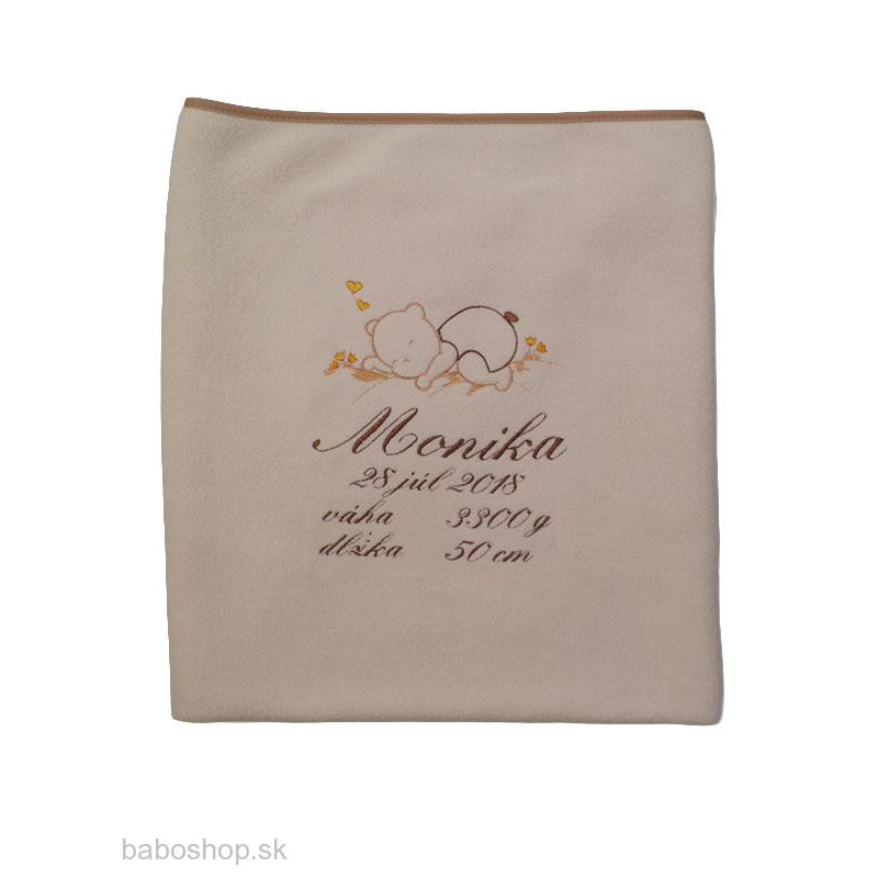 GAJI / Deka s výšivkou flis - hnedá