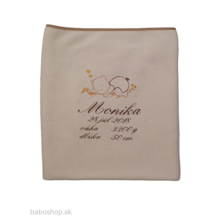 GAJI / Deka s výšivkou flis - hnedá