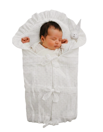 GAJI / Zavinovačka mušelín fodra - biela s bodkou