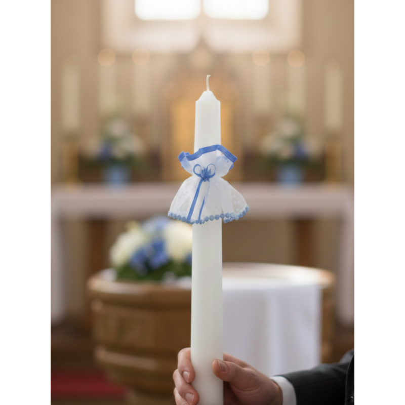 GAJI / Ozdoba sviečky na krst - modrá bodka