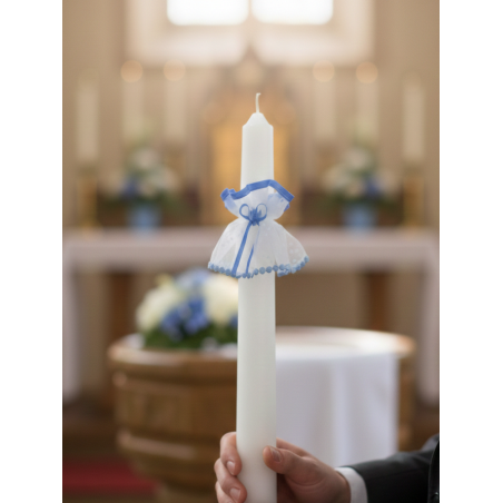 GAJI / Ozdoba sviečky na krst - modrá bodka