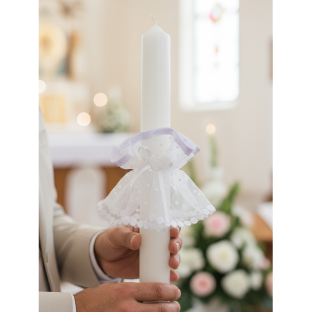 GAJI / Ozdoba sviečky na krst - biela bodka