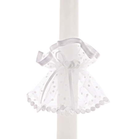 GAJI / Ozdoba sviečky na krst - biela bodka