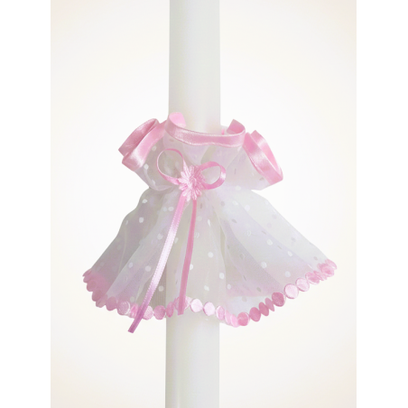 GAJI / Ozdoba sviečky na krst - ružová bodka