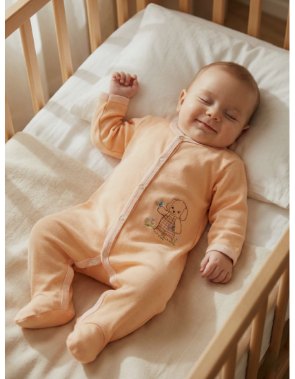 GAJI / Pyžamo overal s nôžkou - oranžová