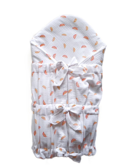 GAJI / Zavinovačka mušelín - biela s melónom