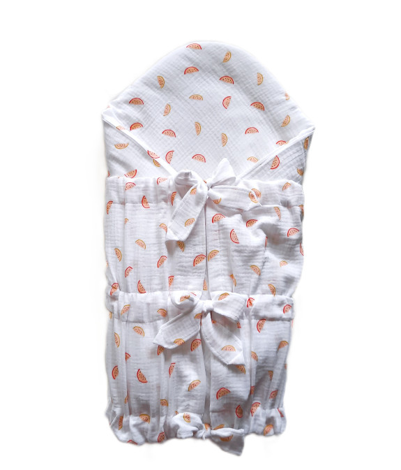 GAJI / Zavinovačka mušelín - biela s melónom