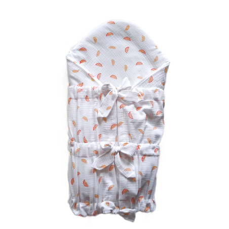 GAJI / Zavinovačka mušelín - biela s melónom