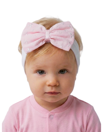 GAJI / Čelenka s mašľou z madeiry - ružová