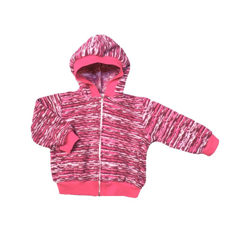 GAJI / Bunda s kapucňou flis - ružový  melír