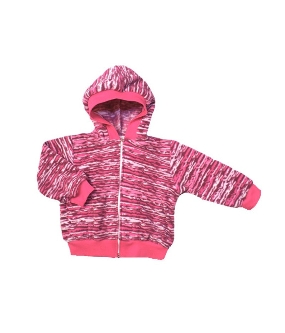 GAJI / Bunda s kapucňou flis - ružový  melír