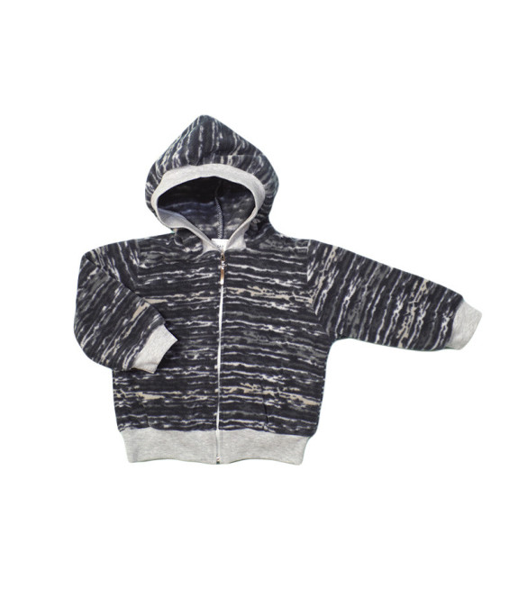 GAJI / Bunda s kapucňou flis - sivý  melír